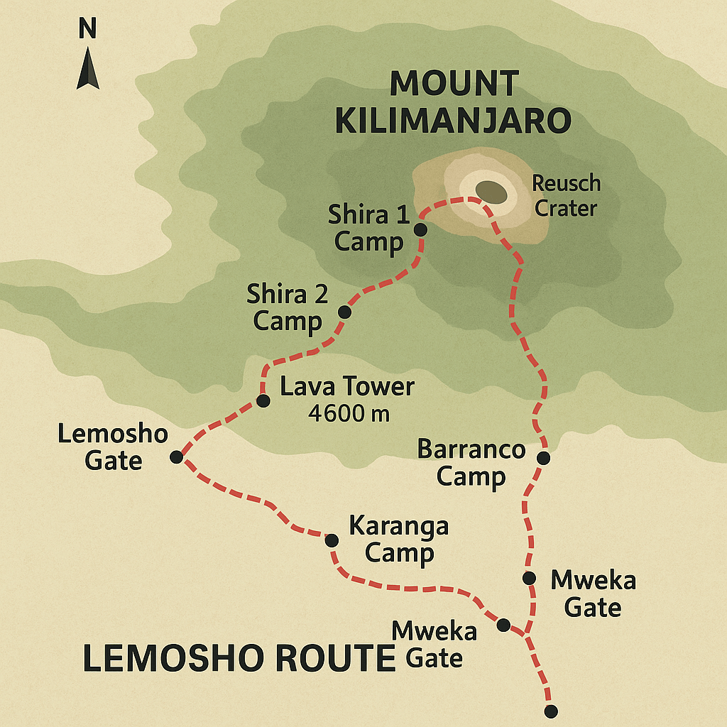 lemosho route map