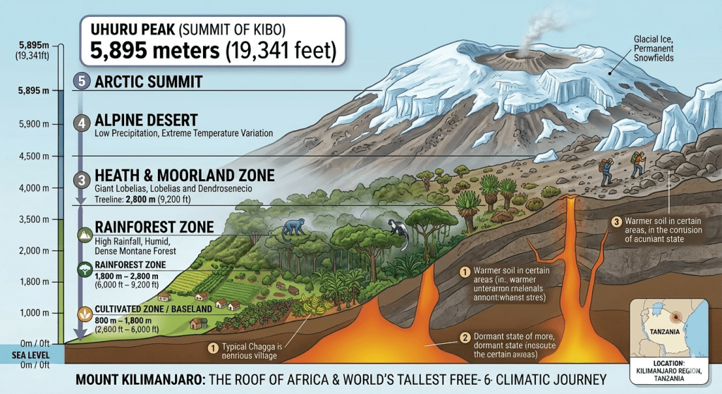 mount kilimanjaro climatic zones visual